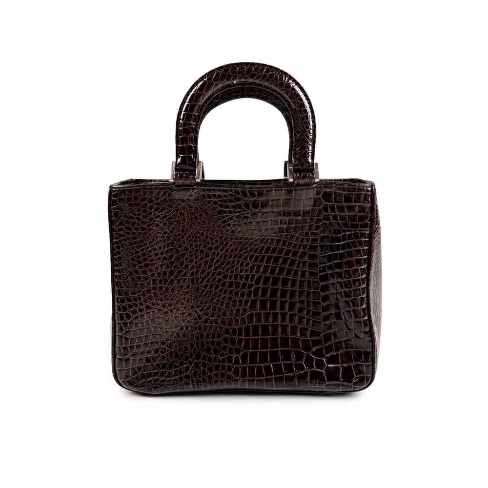 Express Vintage Y2K 2000s Brown Croc Embossed Leather Small Chic Shoulder Bag